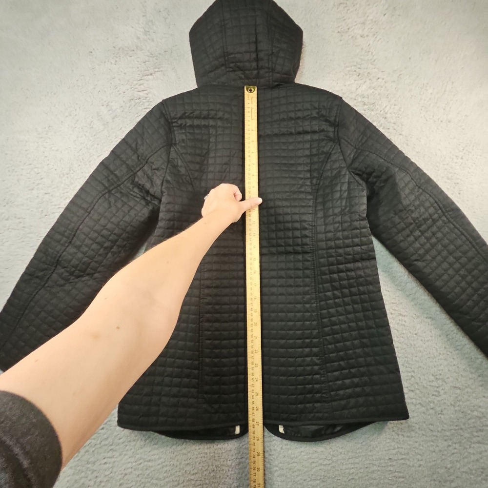 Lands End Jacket Womens S Black Quilted Hooded Full Zip Pockets Mock Neck - Picture 14 of 16